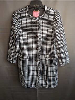kate spade Tweed Topper Light Blue and Black Coat